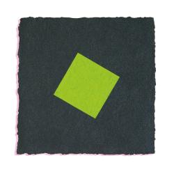 MULTIPLE mit Unikatcharakter, Q_30°/Zitronengrün-Eisenglimmer, 01/2023, Öl, Gouache auf handgesch. Papier, 20 x 20 cm, Auflage 3 St