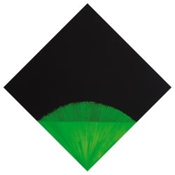 MULTIPLE mit Unikatcharakter, Jumping Squares-Schwarz/Weiss - Grün, 02/2015, Öl, Acryl auf MDF, 20 x 20 cm, Auflage 5 St