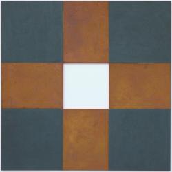 Spin_Eisenglimmer / Rost, 02/2020, Pigmente, Acryl auf MDF, 110 x 110 cm