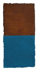 50:fifty/Rost-Kobalt_Türkis dkl, 09/2021, Pigmente, Gouache auf handgesch. Papier, 40 x 20 cm