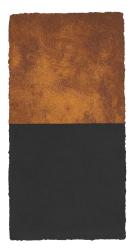 50:fifty/Manganschwarz-Rost, 04/2020, Pigmente, Gouache auf handgesch. Papier, 40 x 20 cm