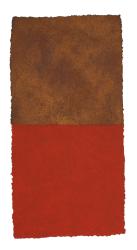 50:fifty/Mineralfeuerrot-Rost, 07/2021, Pigmente, Gouache auf handgesch. Papier, 40 x 20 cm