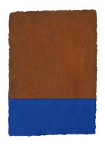 Q_Rost/Kobaltblau, 05/2016, Öl auf handgesch. Papier, 30 x 21 cm