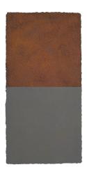 50:fifty/Schiefer mittel-Rost, 01/2019, Pigmente, Gouache auf handgesch. Papier, 40 x 20 cm